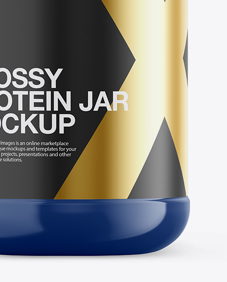 Glossy Plastic Protein Jar Mockup   Front View PSD #1