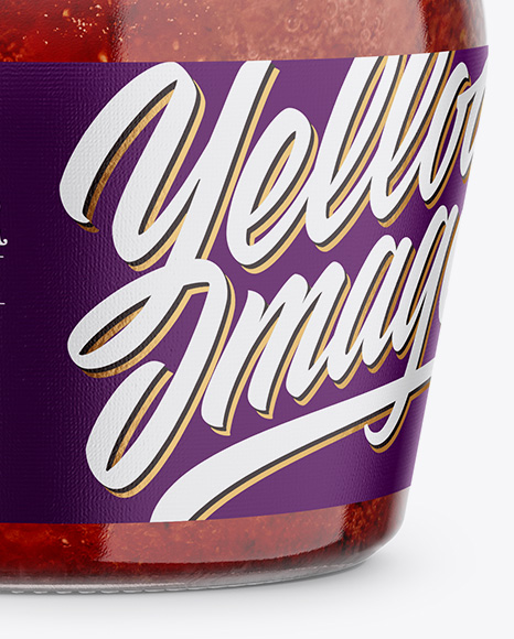 Glass Jar with Strawberry Jam Mockup PSD #2
