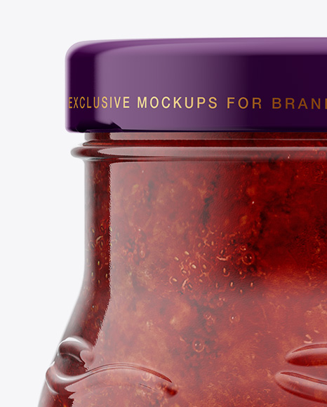 Glass Jar with Strawberry Jam Mockup PSD #6