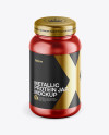 Metallic Protein Jar Mockup - Front View (High-Angle Shot)