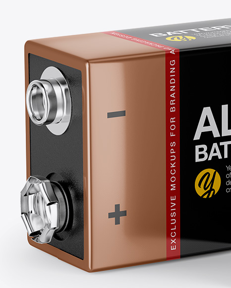 9v Batteries Half Side View In Object Mockups On Yellow Images Object Mockups
