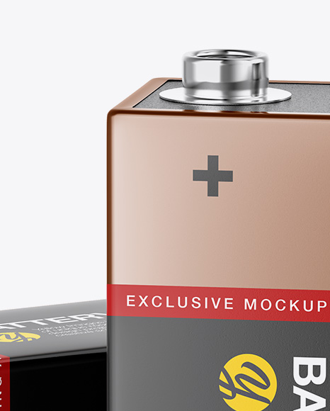 9v Batteries Half Side View In Object Mockups On Yellow Images Object Mockups