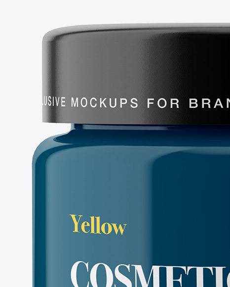 Download Glossy Cosmetic Jar Mockup - Front View in Jar Mockups on Yellow Images Object Mockups