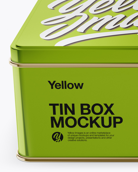 Download Metallic Tin Box Mockup High Angle Shot In Box Mockups On Yellow Images Object Mockups PSD Mockup Templates