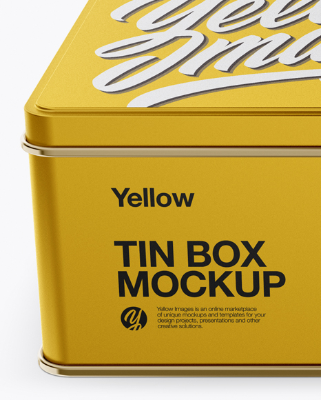 Matte Metallic Tin Box Mockup High Angle Shot In Box Mockups On Yellow Images Object Mockups