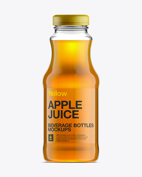 Download Glass Bottle W Apple Juice Mockup In Bottle Mockups On Yellow Images Object Mockups PSD Mockup Templates