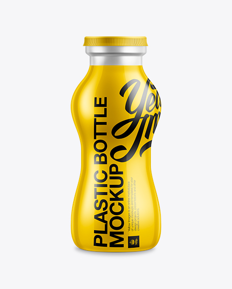 Small Bottle For Dairy Products Mock-up on Yellow Images Object Mockups