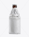 33cl Steinie Beer Bottle Wrapped in White Paper with Ribbon Mockup in