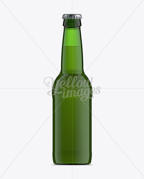 33cl Long Neck Green Glass Bottle Mockup PSD #1