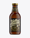 25cl Stubby Amber Glass Beer Bottle Mockup on Yellow Images Object Mockups