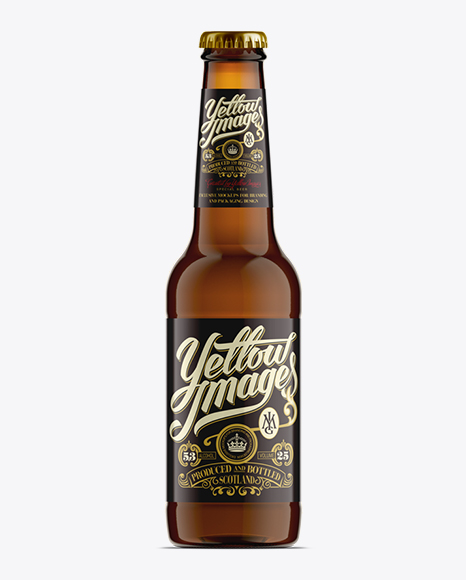 275ml Longneck Amber Glass Beer Bottle Mockup