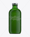 330ml Stubby Green Handy Bottle Mockup on Yellow Images Object Mockups