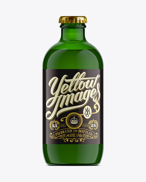 330ml Stubby Green Handy Bottle Mockup PSD #2