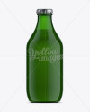 330ml Stubby Green Bottle Mock-Up on Yellow Images Object Mockups