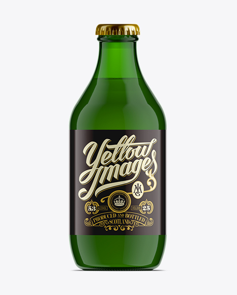 330ml Stubby Green Bottle Mock-Up