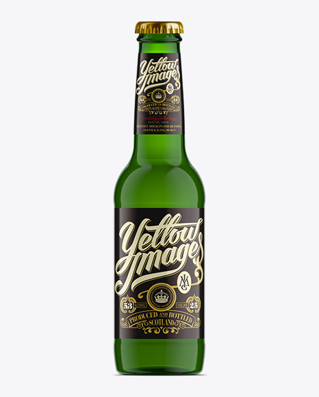 275ml Longneck Green Bottle Mockup PSD #2