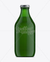 330ml Stubby Green Glass Beer Bottle Mock-up on Yellow Images Object