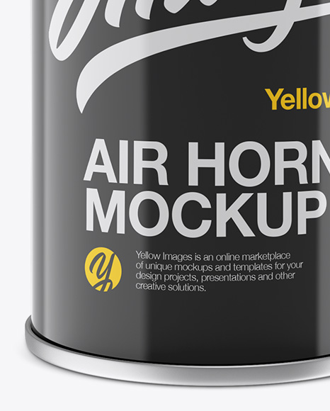 Portable Air Horn Glossy Can Mockup - Half Side View