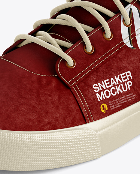 Sneaker Mockup Left Half Side View High Angle Shot In Apparel Mockups On Yellow Images Object Mockups