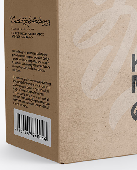 Download Kraft Box Mockup Half Side View In Box Mockups On Yellow Images Object Mockups PSD Mockup Templates