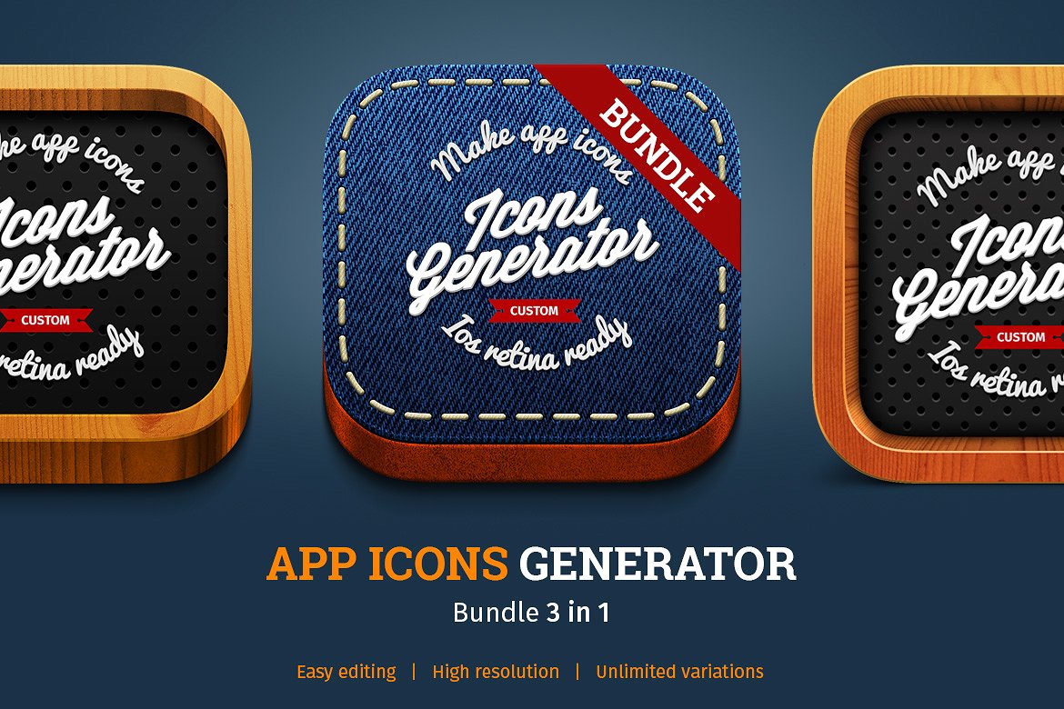 Download App Icons Generator Bundle 3 In 1 In Icons On Yellow Images Creative Store PSD Mockup Templates