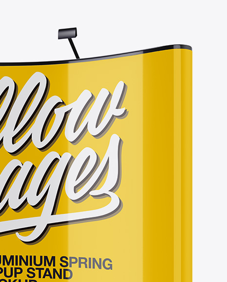 Glossy Aluminium Spring Pop Up Stand Mockup   Front View PSD #1
