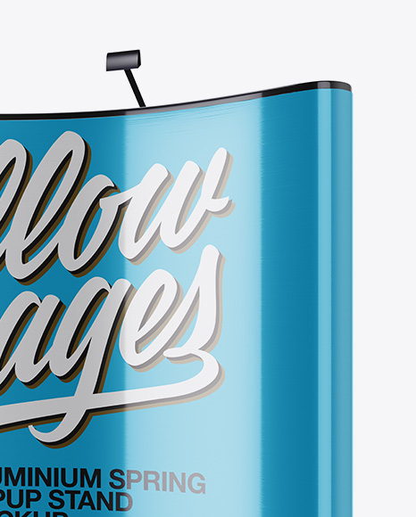Matte Metallic Aluminium Spring Pop Up Stand Mockup   Front View PSD #1