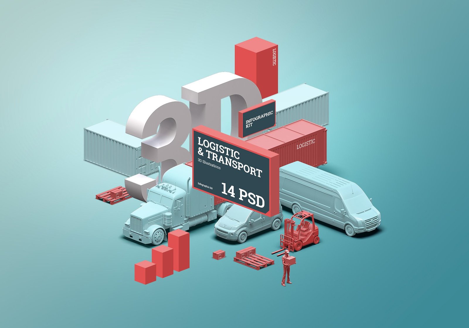 Isometric Scene Creator Kit Logistic In Illustrations On Yellow Images Creative Store