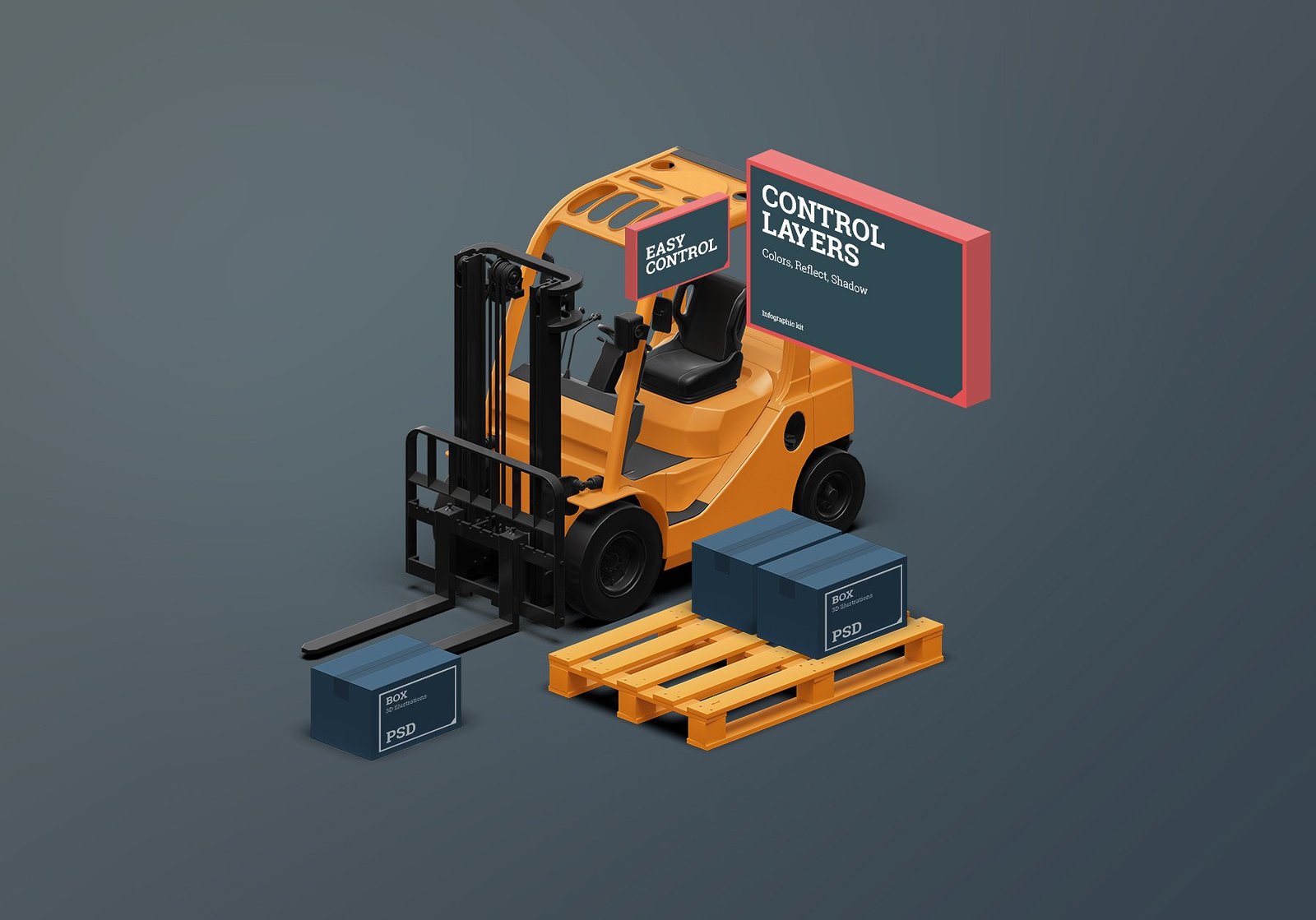 Download Isometric Scene Creator Kit Logistic In Illustrations On Yellow Images Creative Store