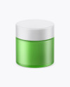 Green Frosted Glass Cosmetic Jar Mockup (High-Angle Shot)