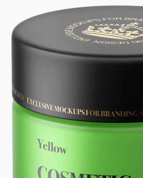 Download Frosted Green Glass Cosmetic Jar Psd Mockup Yellowimages