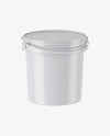 Glossy Plastic Paint Bucket Mockup - Half Side View (High-Angle Shot)