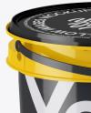 Glossy Plastic Paint Bucket Mockup - Half Side View (High-Angle Shot)