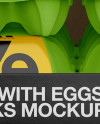 Opened Box with Eggs Cartons Mockup - Front View