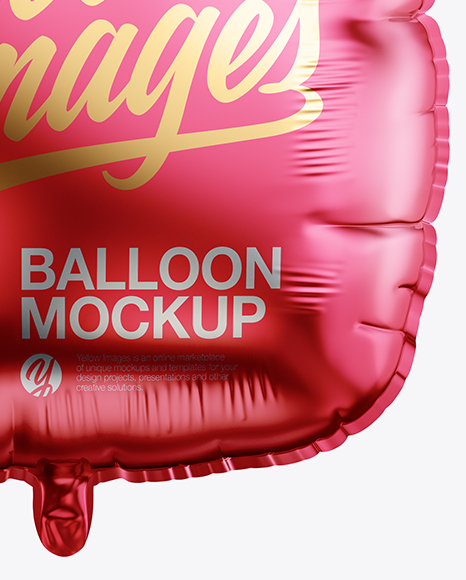 Metallic Square Foil Balloon Mockup in Object Mockups on Yellow Images Object Mockups