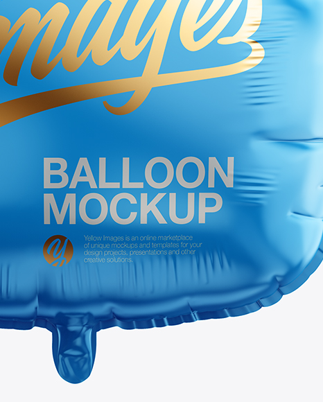 Matte Square Foil Balloon Mockup on Yellow Images Object Mockups