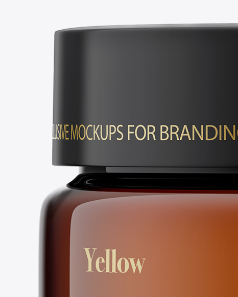 Download Amber Glass Cosmetic Jar Mockup Front View In Jar Mockups On Yellow Images Object Mockups PSD Mockup Templates