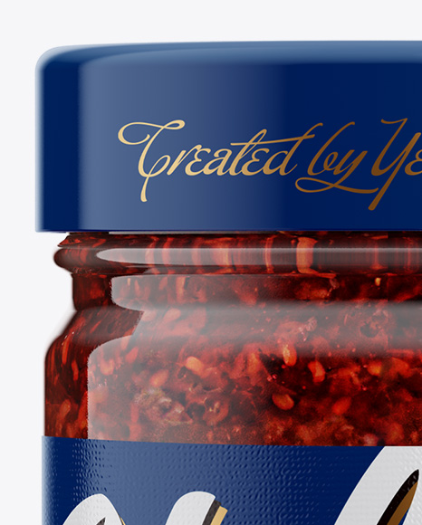 Glass Jar with Raspberry Jam Mockup PSD #1