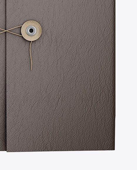 Leather Folder With String Closure on Yellow Images Object Mockups