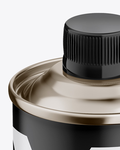 Tin Can with Matte Label Mockup   Front View (High Angle Shot) PSD #2