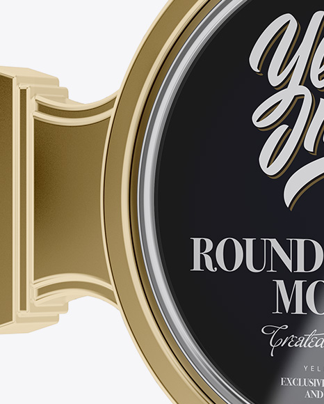 Metallic Round Signboard Mockup - Half Side View - Free Download Images