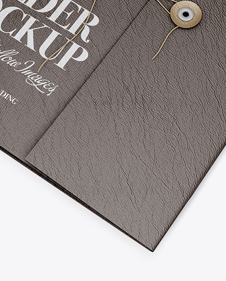 Leather Folder With String Closure on Yellow Images Object Mockups