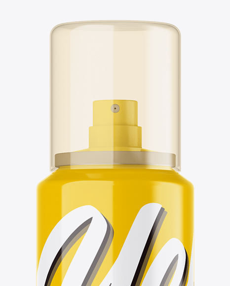 Glossy Spray Bottle With Transparent Cap Mockup In Bottle Mockups On Yellow Images Object Mockups