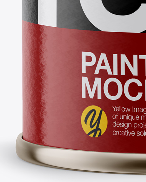 Download Tin Can With Glossy Label Mockup Front View In Can Mockups On Yellow Images Object Mockups PSD Mockup Templates