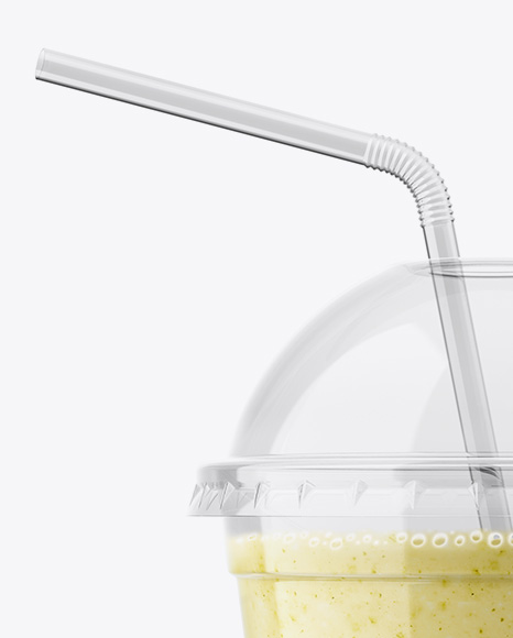 Banana Milkshake Cup with Straw Mockup - Free Download Images High