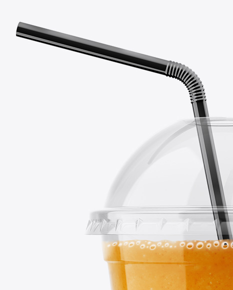 Orange Smoothie Cup with Straw Mockup PSD #3