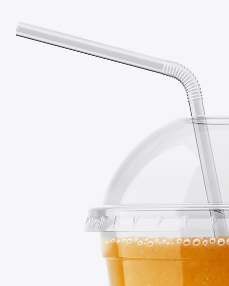 Orange Smoothie Cup with Straw Mockup PSD #4