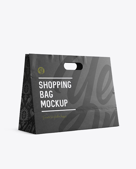 Paper Shopping Bag Mockup Halfside View Eye Level Shot In Bag Sack Mockups On Yellow Images Object Mockups