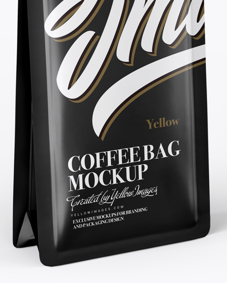 Download Matte Coffee Bag With Label Mockup Half Side View In Bag Sack Mockups On Yellow Images Object Mockups