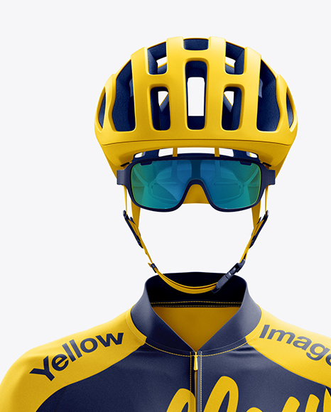 Women's Full Cycling Kit mockup (Front View) in Apparel Mockups on Yellow Images Object Mockups